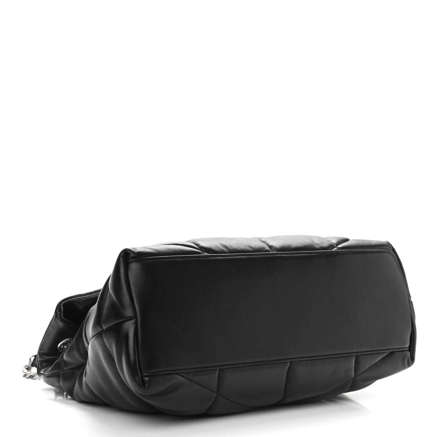 Lambskin Quilted Medium Loulou Puffer Monogram Chain Satchel Black