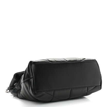 Saint Laurent Lambskin Quilted Medium Loulou Puffer Monogram Chain Satchel Black 4 of 9