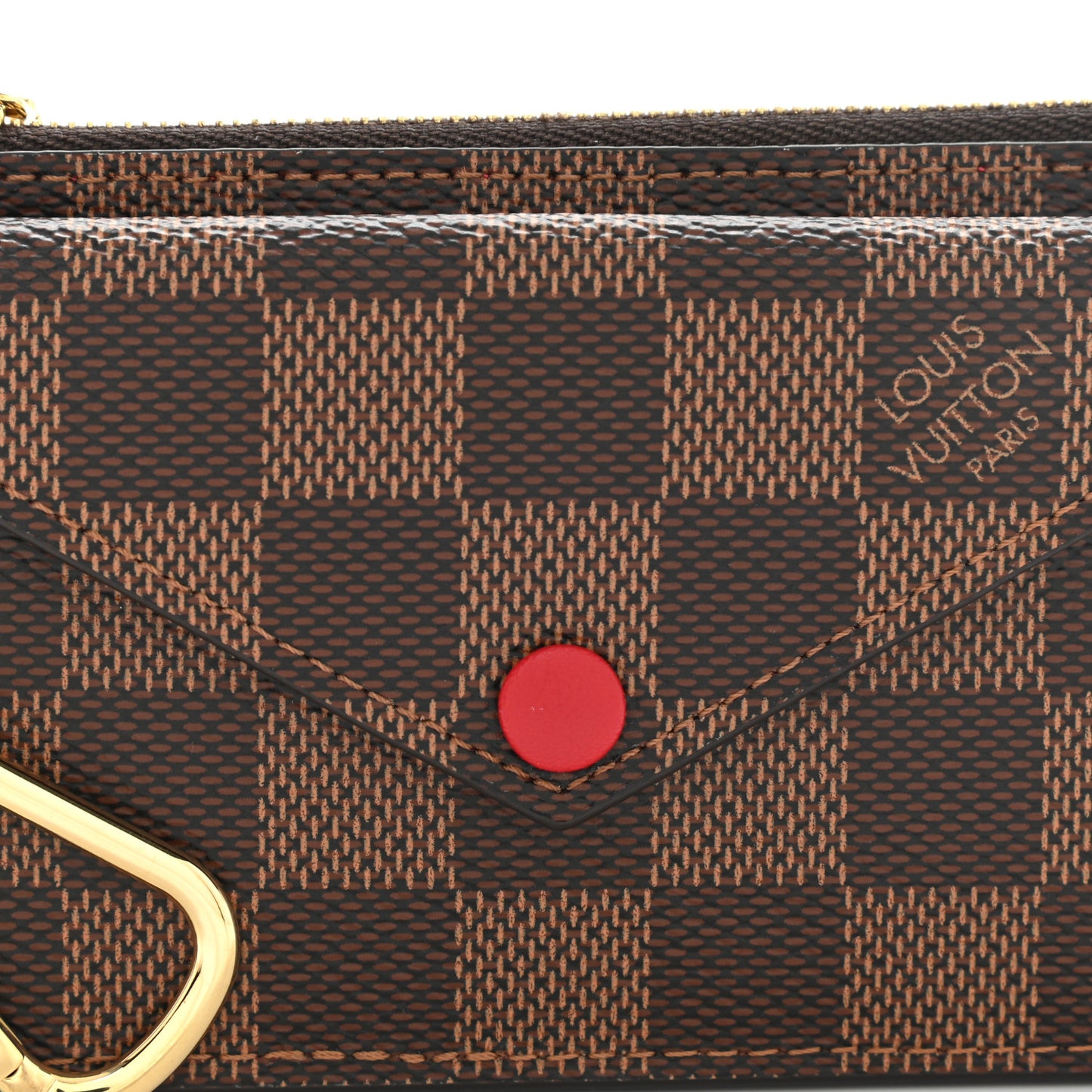 Damier Ebene Recto Verso Card Holder Red