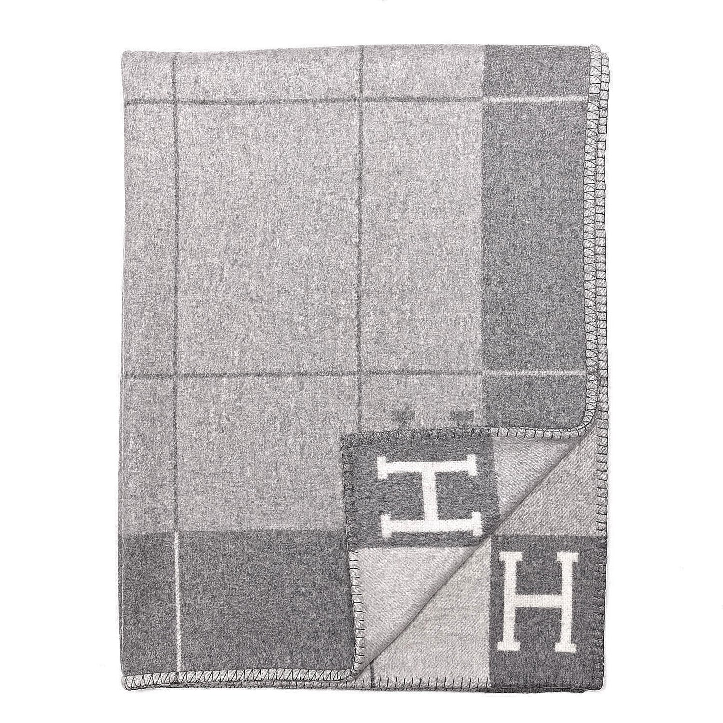 Wool Cashmere Avalon III Blanket Ecru Gris Clair