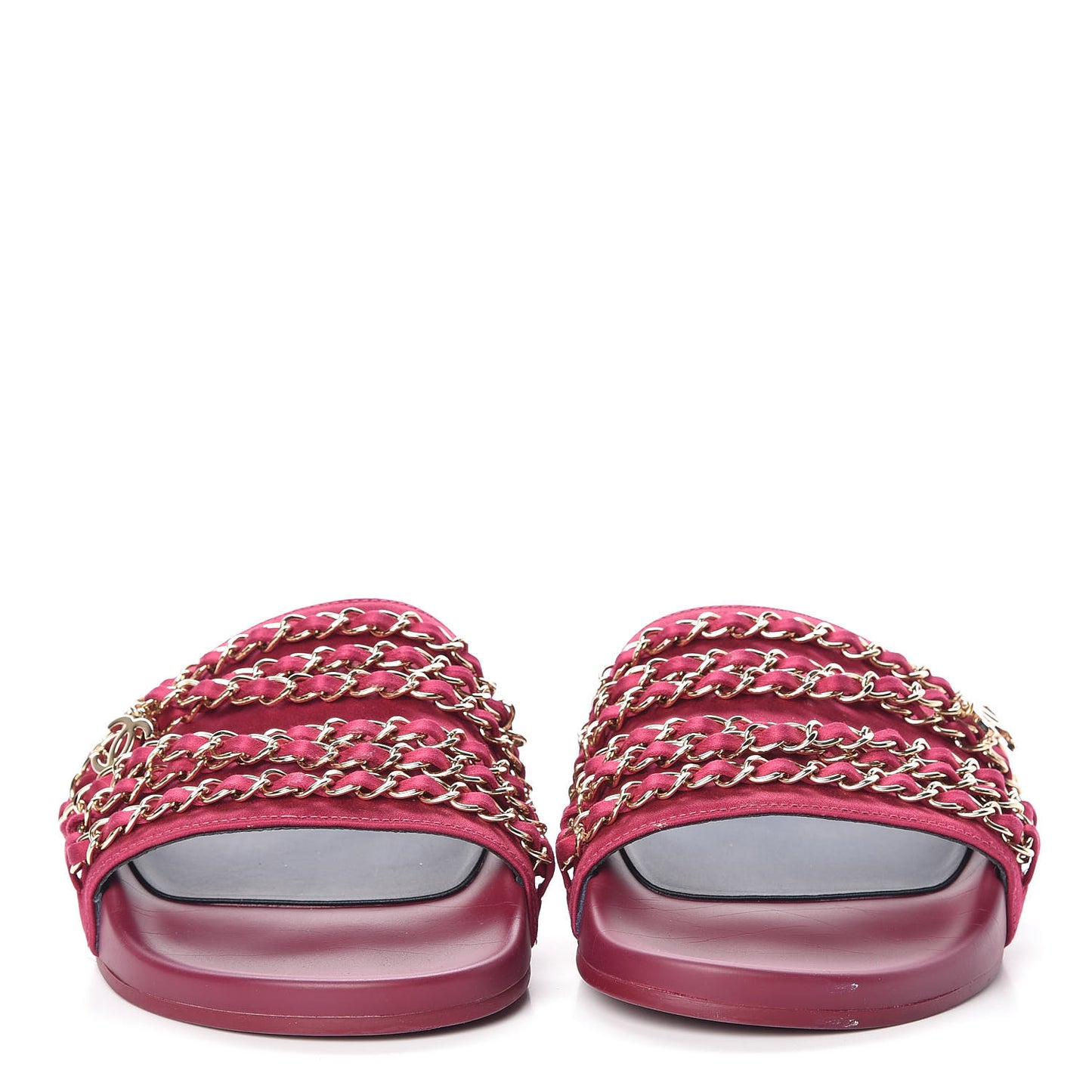 Satin Chain Flat Sandals 40 Dark Fuchsia