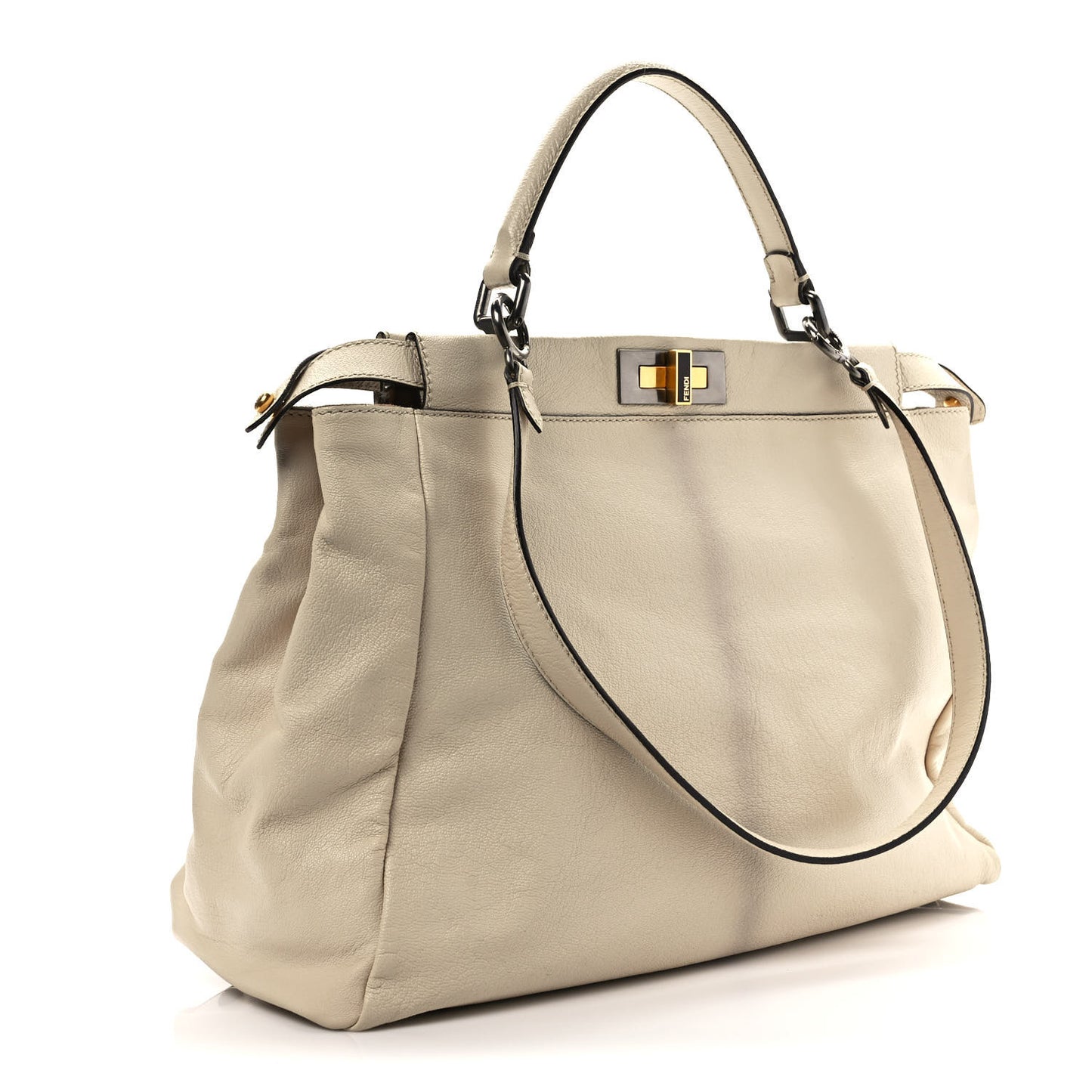 Goatskin Calf Hair Leopard Print Large Peekaboo Iconic Satchel Beige