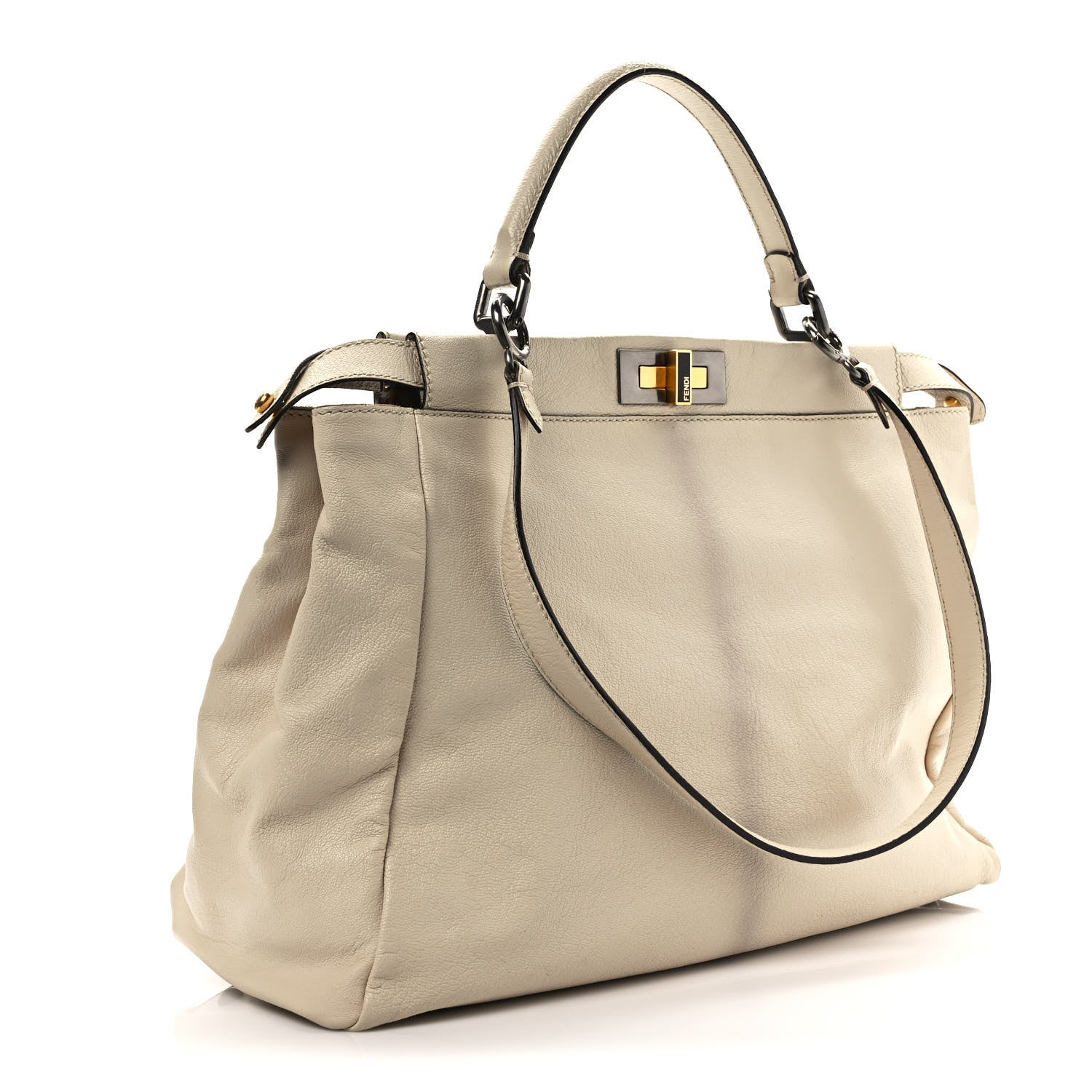 Fendi Goatskin Calf Hair Leopard Print Large Peekaboo Iconic Satchel Beige 3 of 10