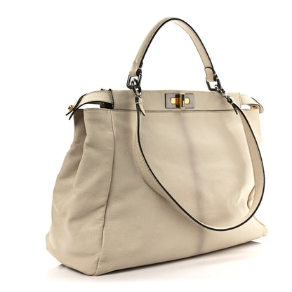 Fendi Goatskin Calf Hair Leopard Print Large Peekaboo Iconic Satchel Beige 3 of 10
