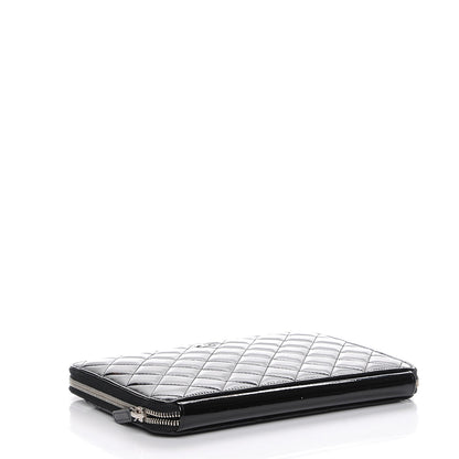 Chanel Patent Calfskin Quilted Zipped Clutch Black 4 of 8