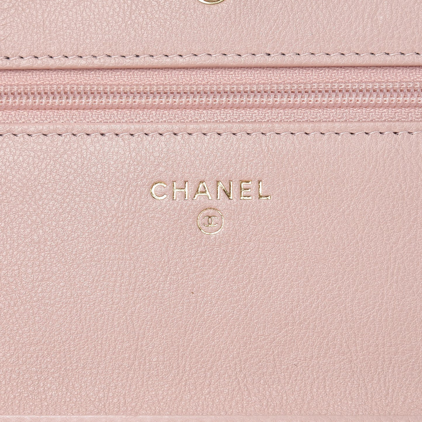 Calfskin Chevron Quilted Wallet On Chain WOC Pink