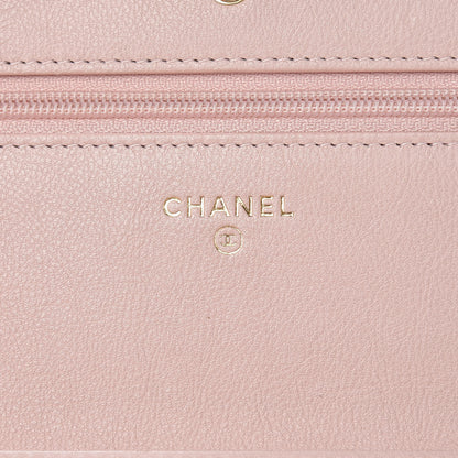 Chanel Calfskin Chevron Quilted Wallet On Chain WOC Pink 6 of 10