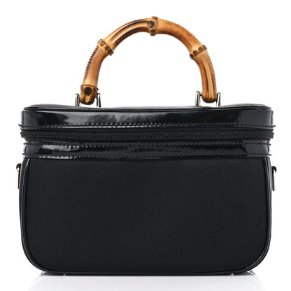 Gucci Canvas Patent Calfskin Bamboo Cosmetic Case Black 2 of 13
