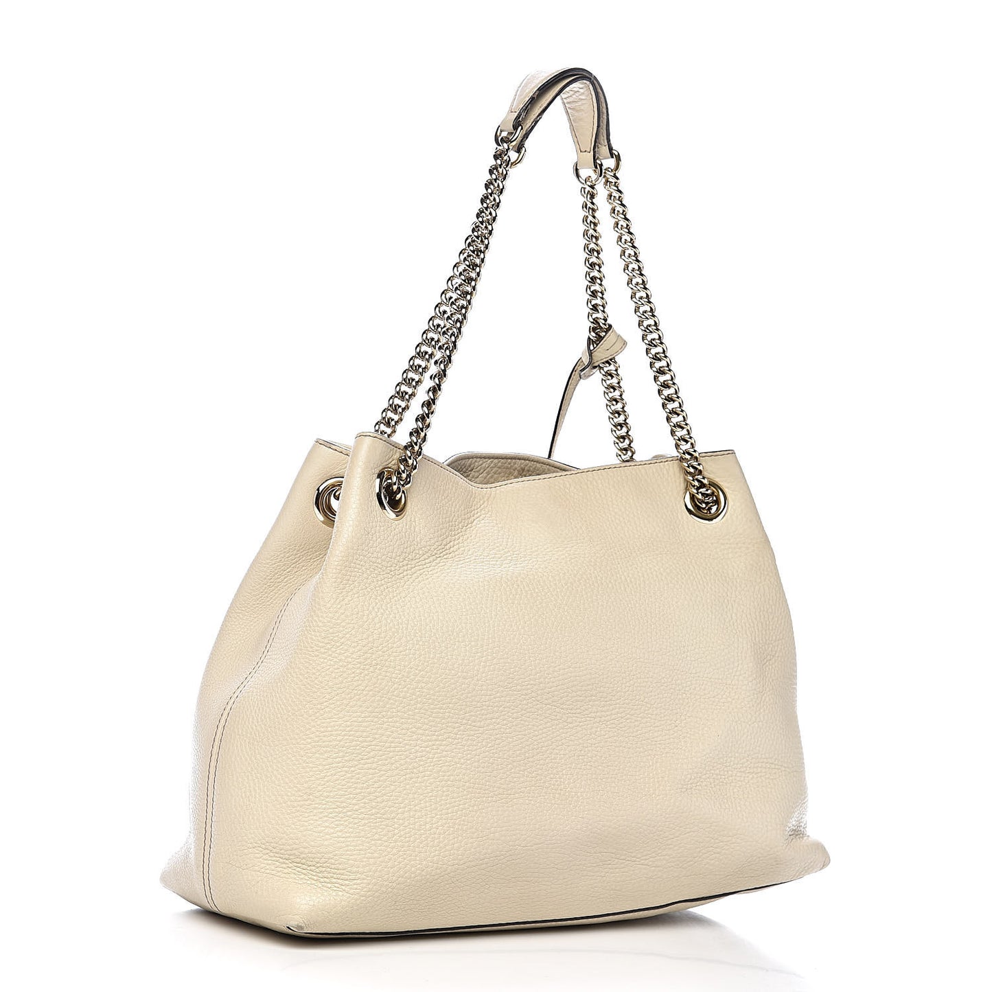 Pebbled Calfskin Medium Soho Chain Shoulder Bag Off White