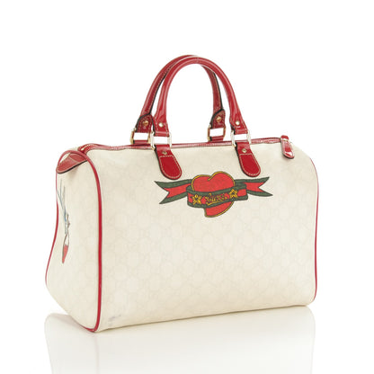 Gucci Coated Canvas Monogram Medium Tattoo Birds Joy Boston Off White Red 3 of 8
