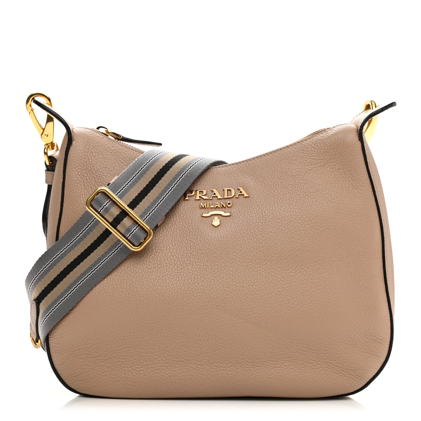 Vitello Phenix Zippered Messenger Hobo Cammeo