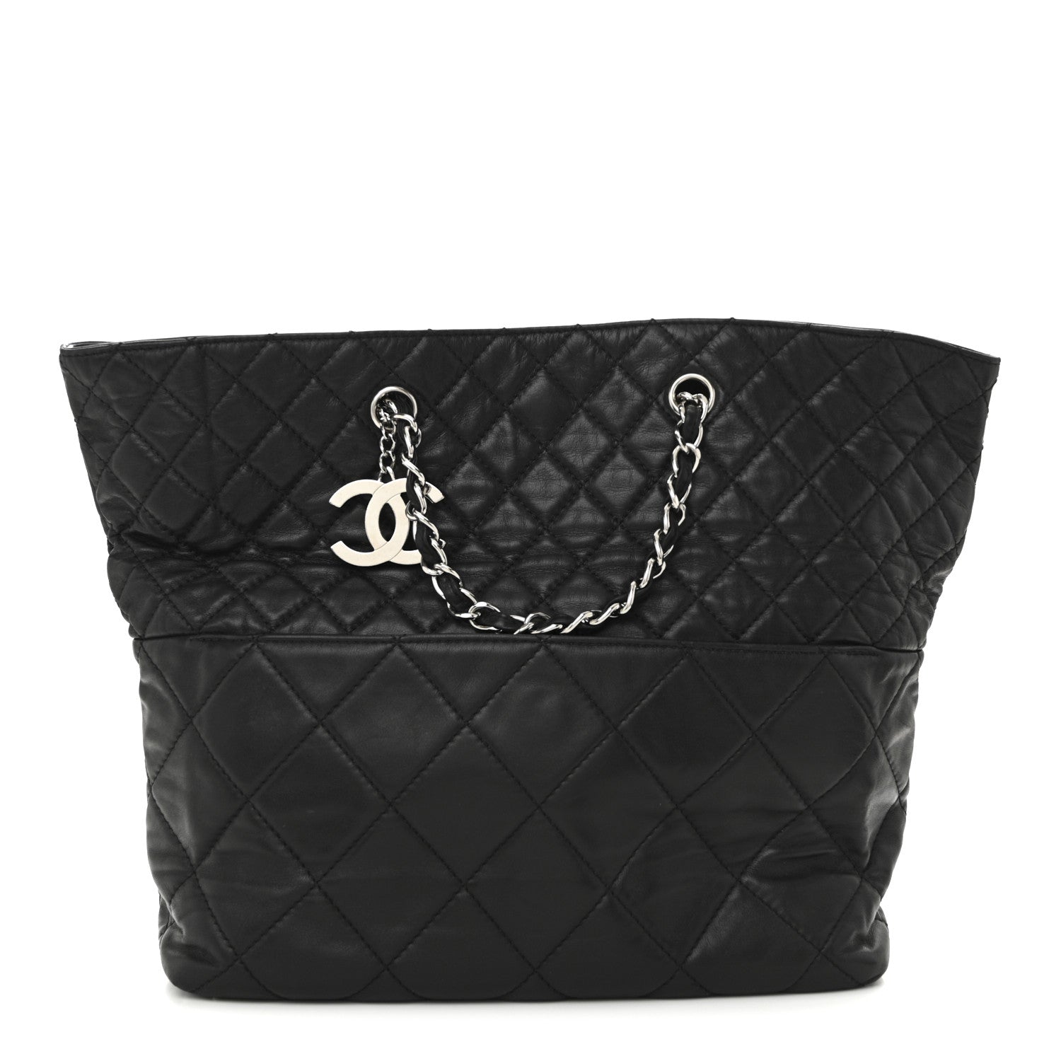 Chanel Calfskin Quilted In The Business North South Tote Black Black 1 of 9