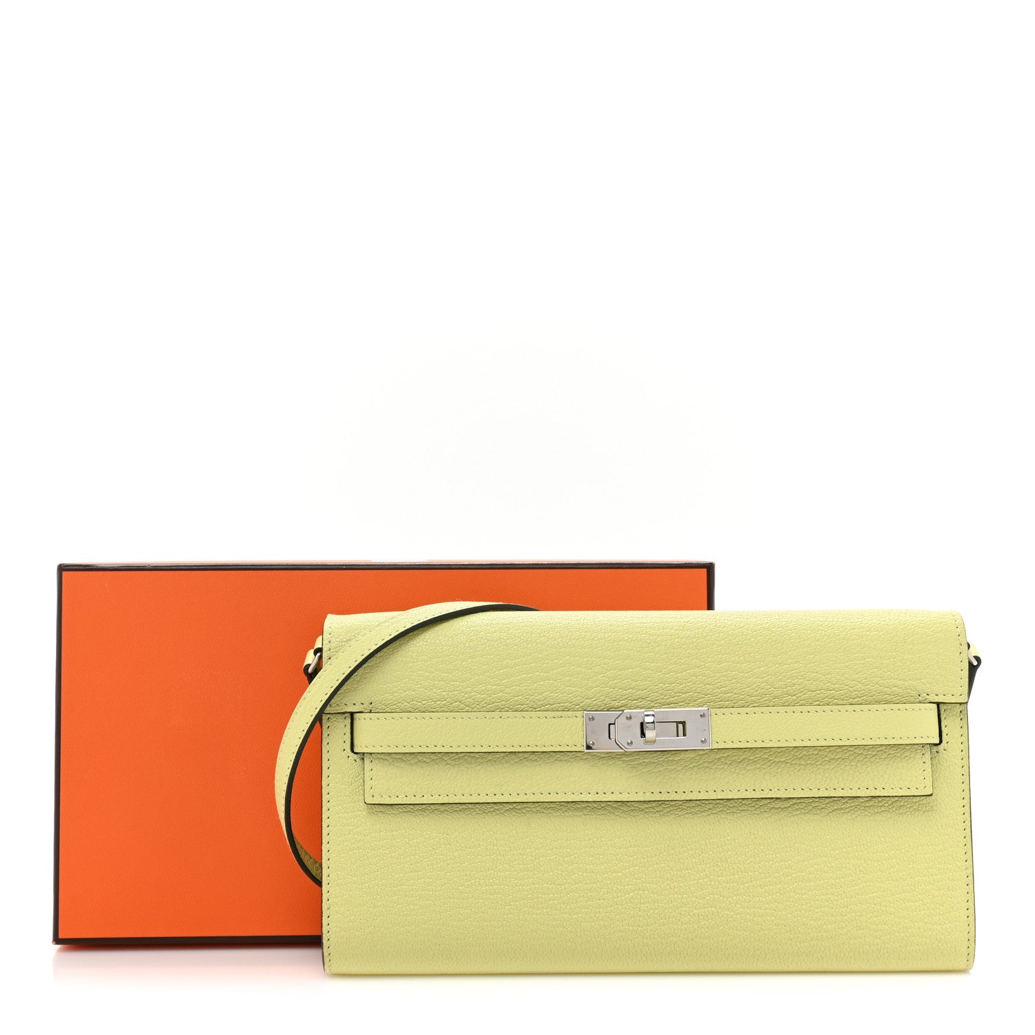 Hermes Chevre Mysore Kelly Wallet To Go Jaune Bourgeon 11 of 11