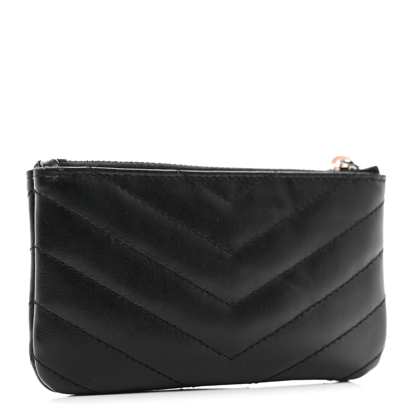 Calfskin Matelasse Monogram Key Pouch Black