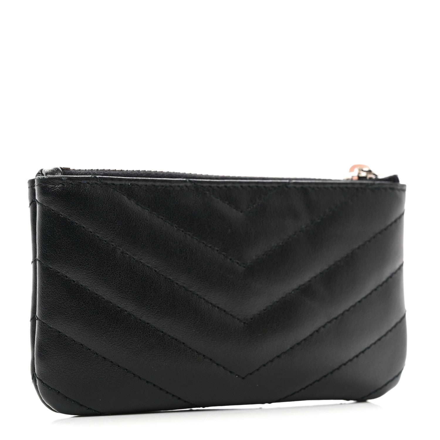 Saint Laurent Calfskin Matelasse Monogram Key Pouch Black 3 of 8