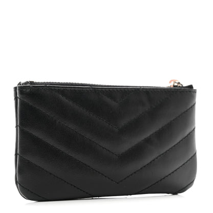 Saint Laurent Calfskin Matelasse Monogram Key Pouch Black 3 of 8