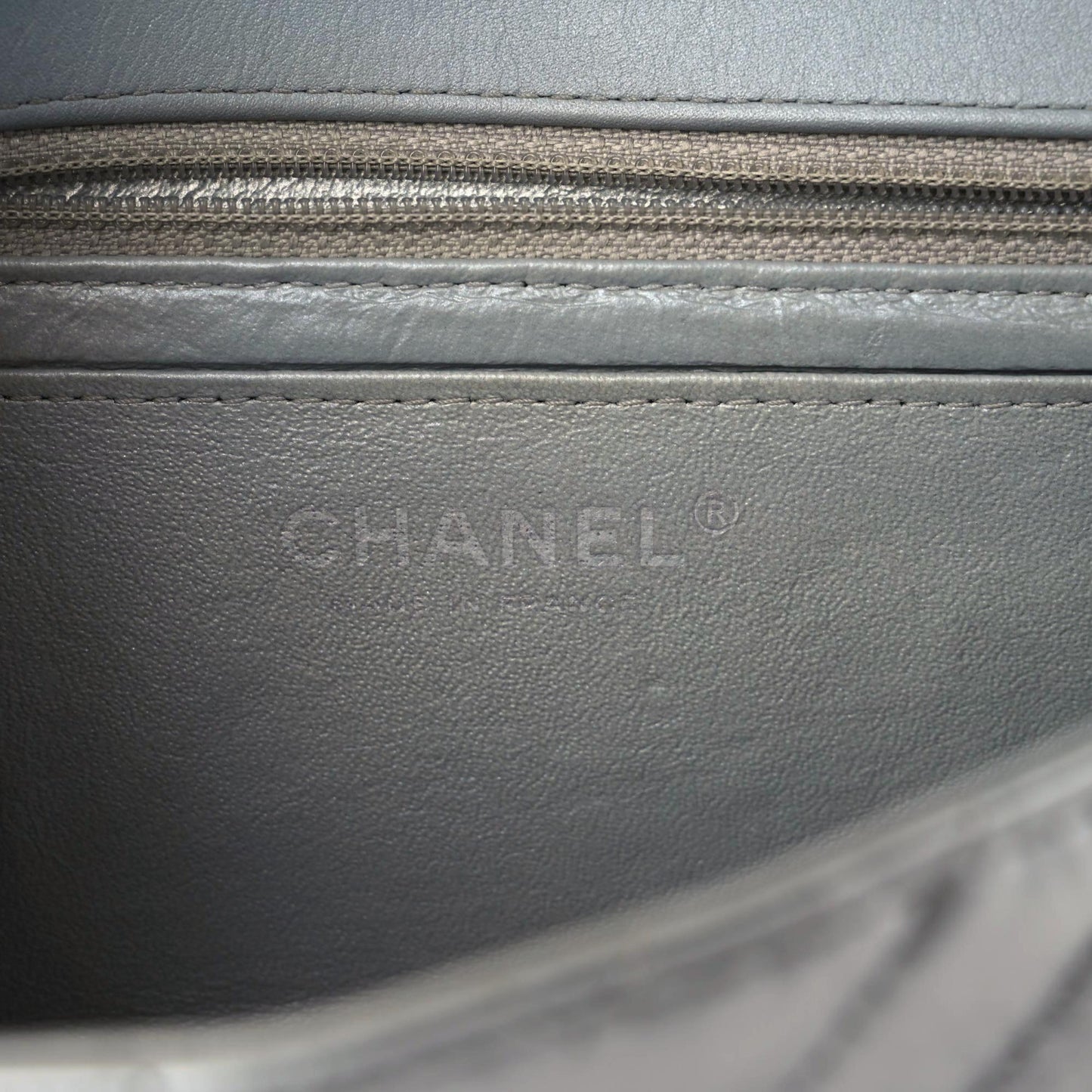 Patent Metallic Crumpled Calfskin Chevron Quilted Mini Rectangular Flap Silver