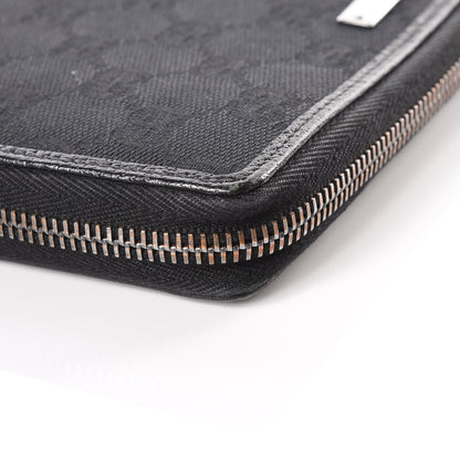 Gucci Monogram Metal Bar Zip Around Wallet Black 8 of 10