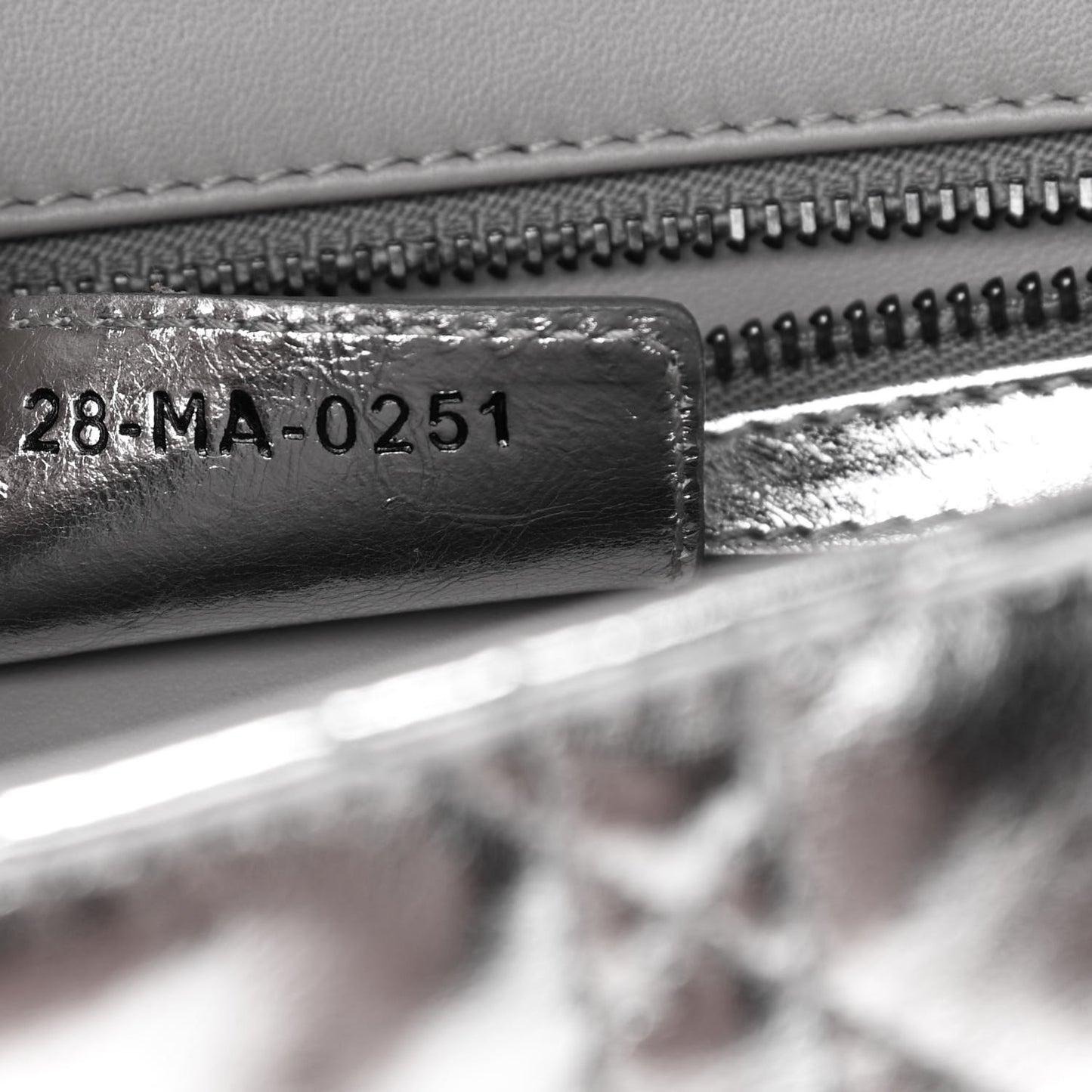 Metallic Calfskin Cannage Medium Caro Bag Argent