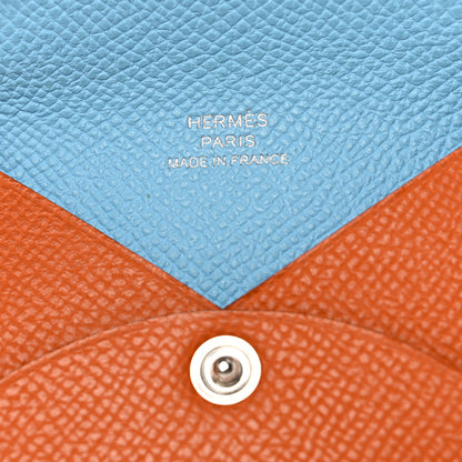 Hermes Epsom Verso Calvi Card Case Orange Céleste 6 of 9