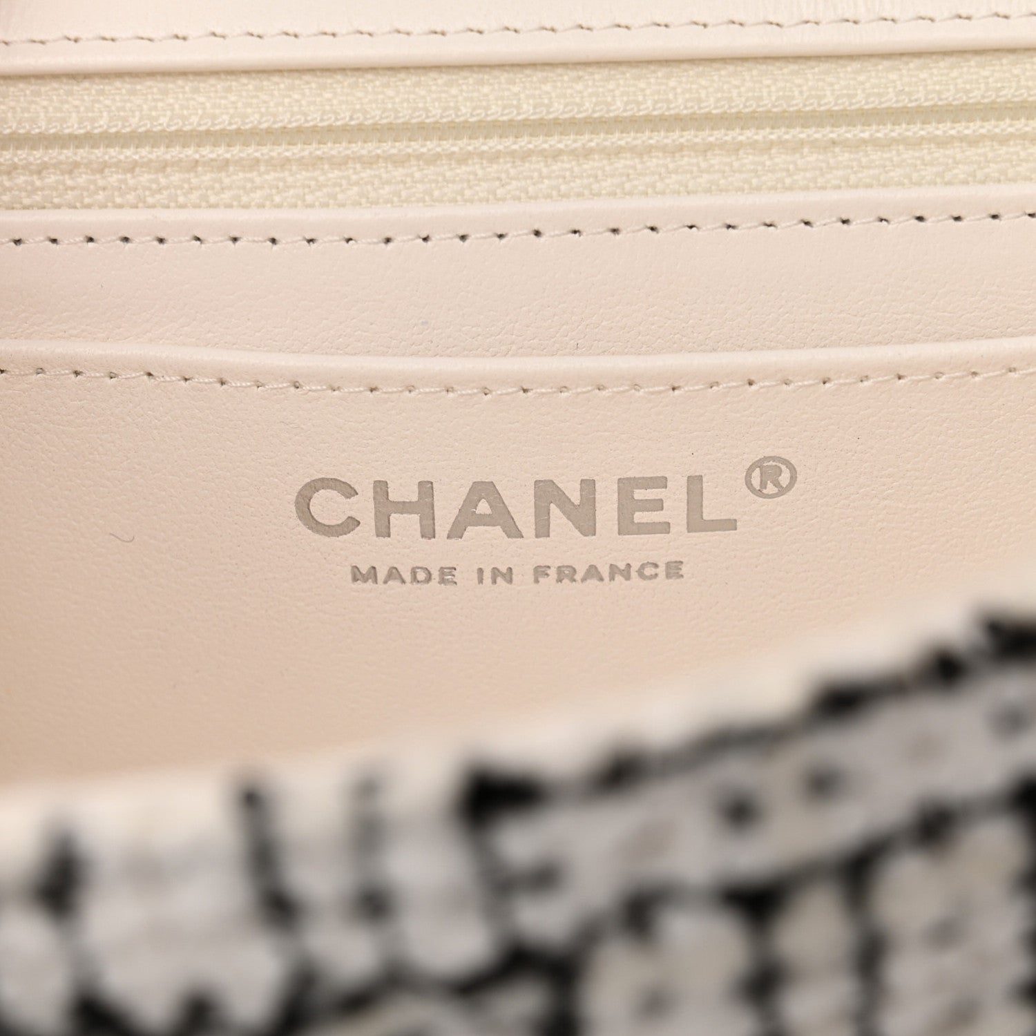 Chanel Tweed Quilted Mini Rectangular Flap White Black 6 of 12