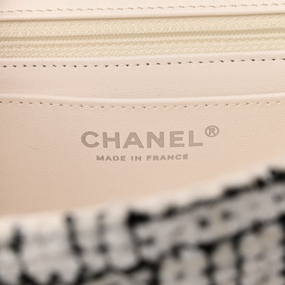 Chanel Tweed Quilted Mini Rectangular Flap White Black 6 of 12