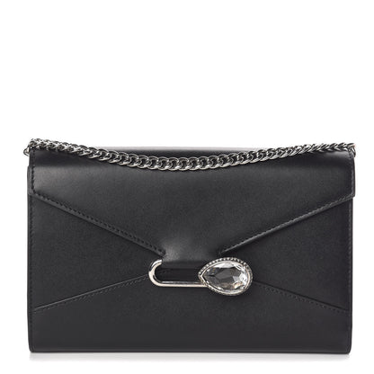 Alexander McQueen Calfskin Crystal Pin Envelope Wallet On Chain Black 1 of 11