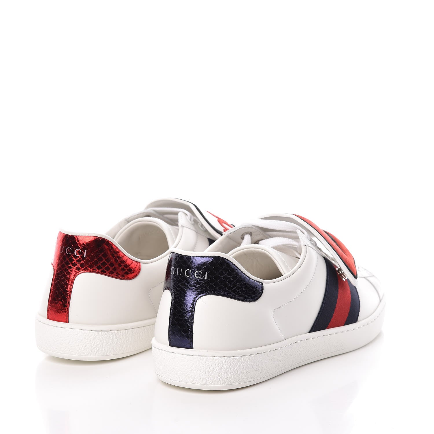 Gucci Calfskin Ayers Web Blind for Love Embroidered Mens Ace Sneakers 8.5 White 5 of 12