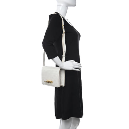 Alexander McQueen Crocodile Embossed Calfskin Four Ring Knuckle Crossbody Bag Soft Ivory 2 of 12
