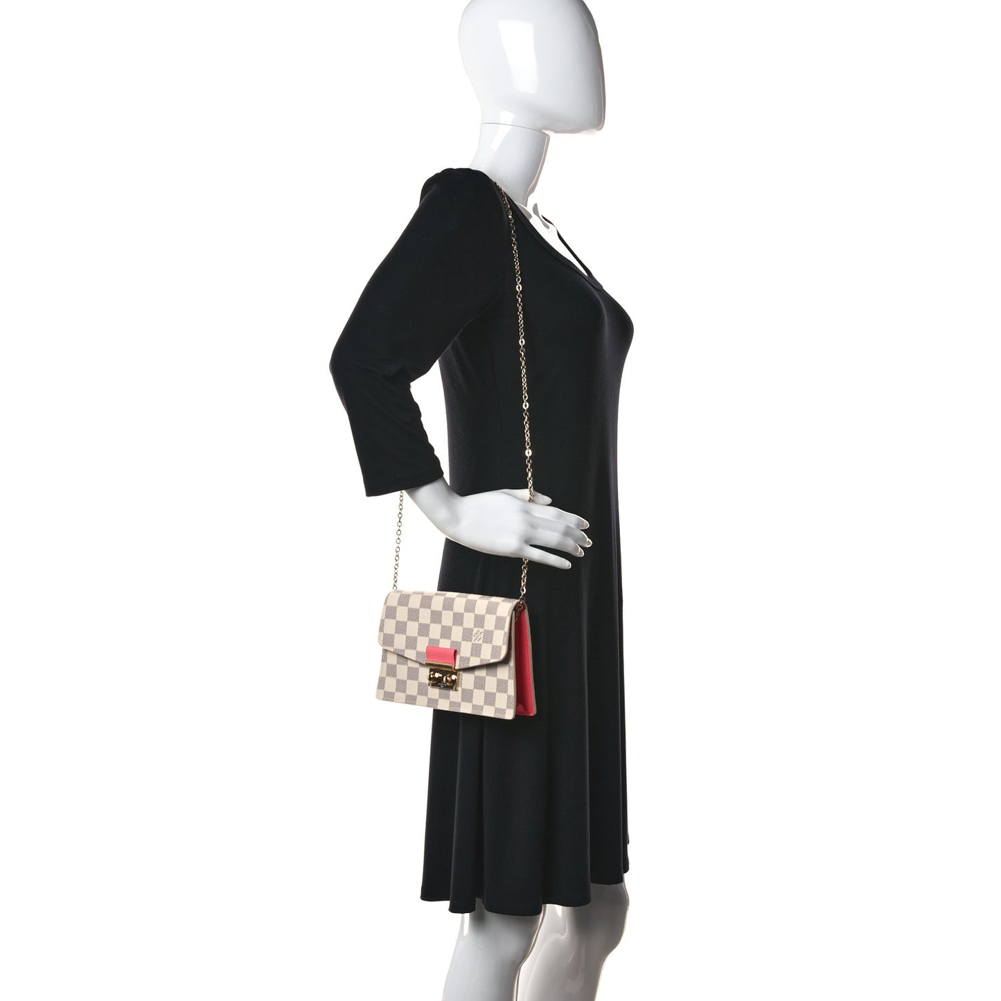 Damier Azur Croisette Chain Wallet Rose Papaye