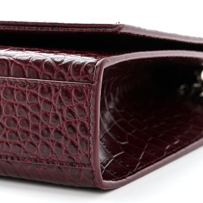 Saint Laurent Calfskin Crocodile Embossed Medium Classic Monogram Kate Tassel Satchel Dark Red 10 of 12