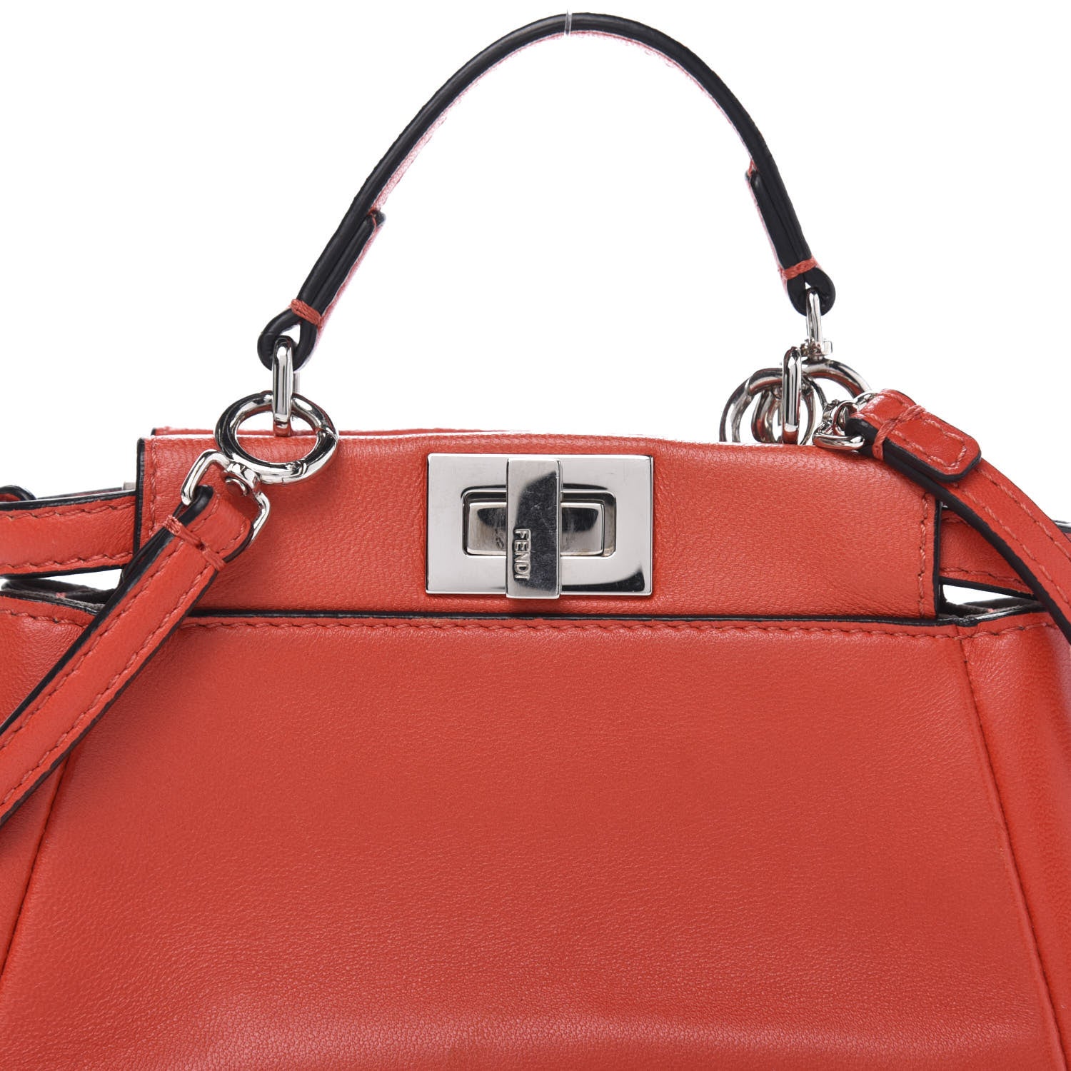Fendi Shiny Nappa Micro Peekaboo Iconic Satchel Rosso Pimento 13 of 13