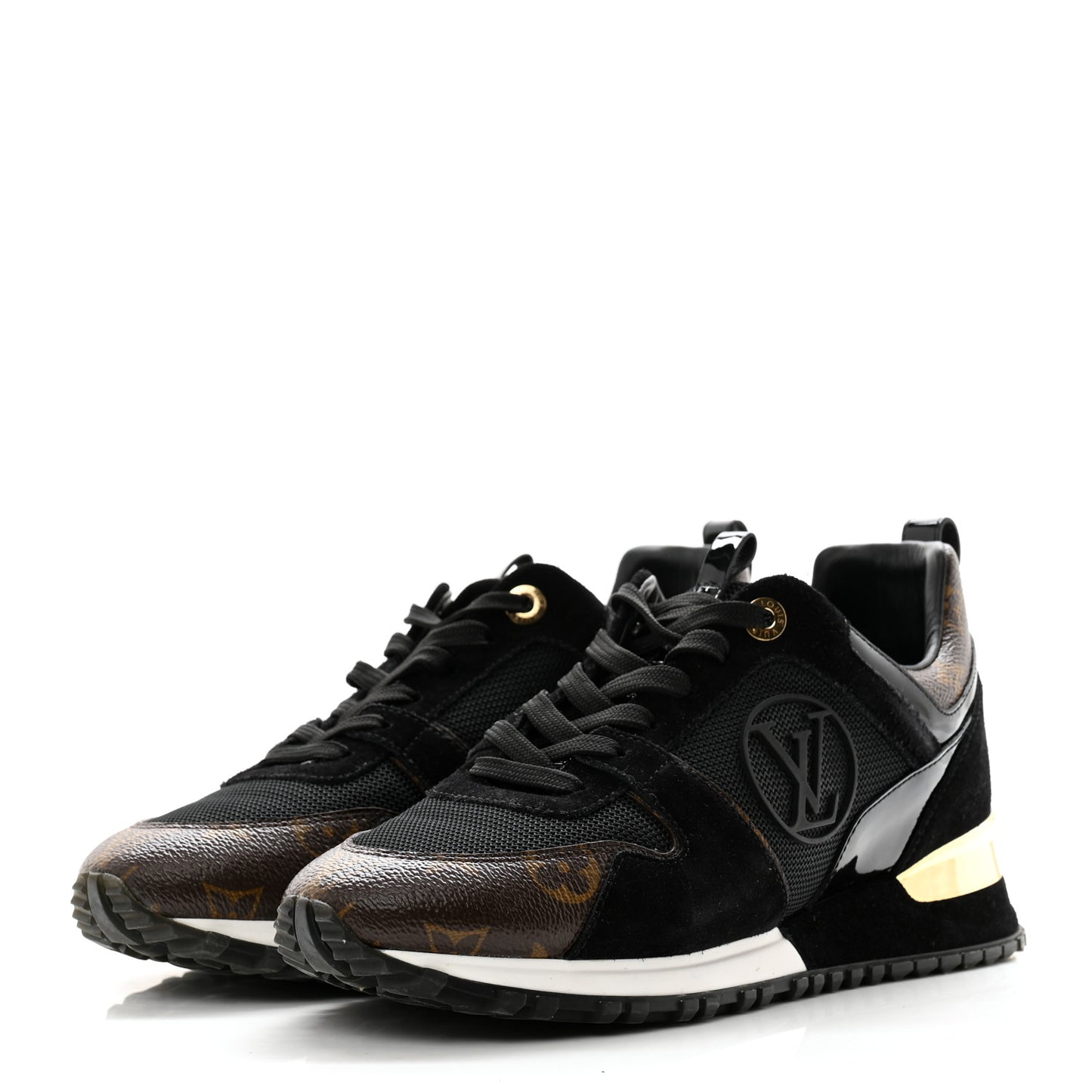 Suede Monogram Run Away Sneakers 38 Black