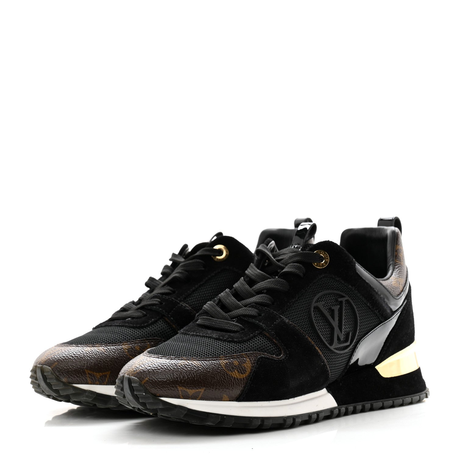 Louis Vuitton Suede Monogram Run Away Sneakers 38 Black 3 of 10