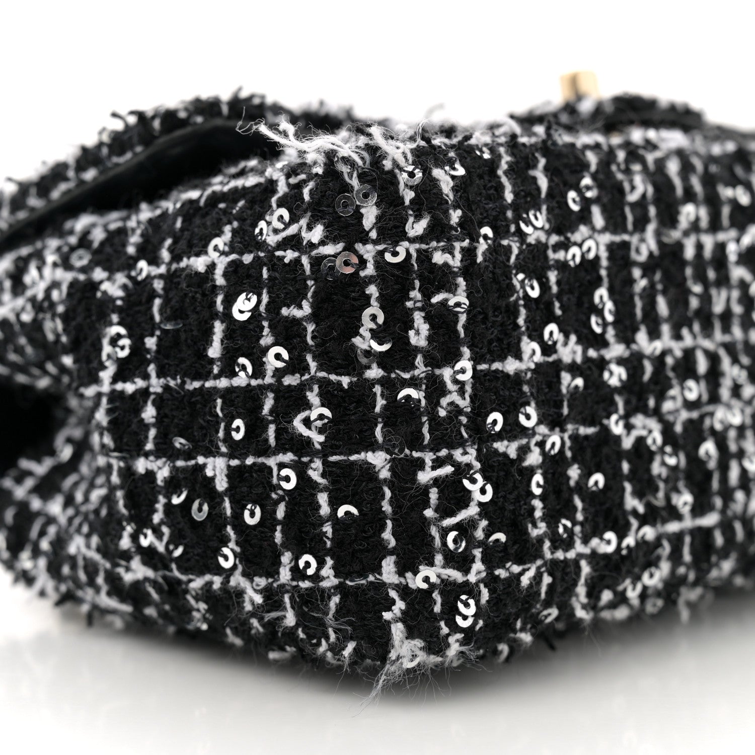 Chanel Tweed Quilted Mini Top Handle Rectangular Flap Black White 9 of 11