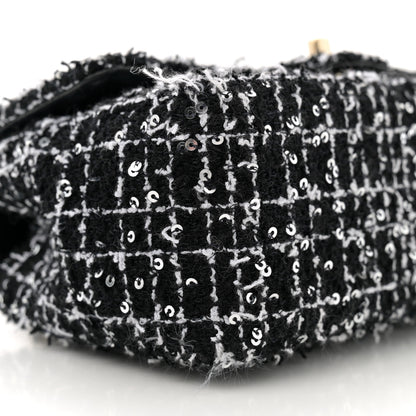 Chanel Tweed Quilted Mini Top Handle Rectangular Flap Black White 9 of 11
