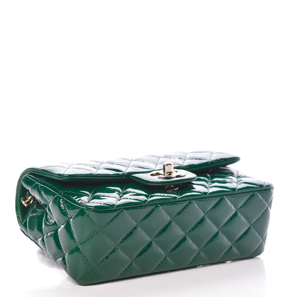 Chanel Patent Calfskin Quilted Mini Rectangular Flap Dark Green 4 of 11