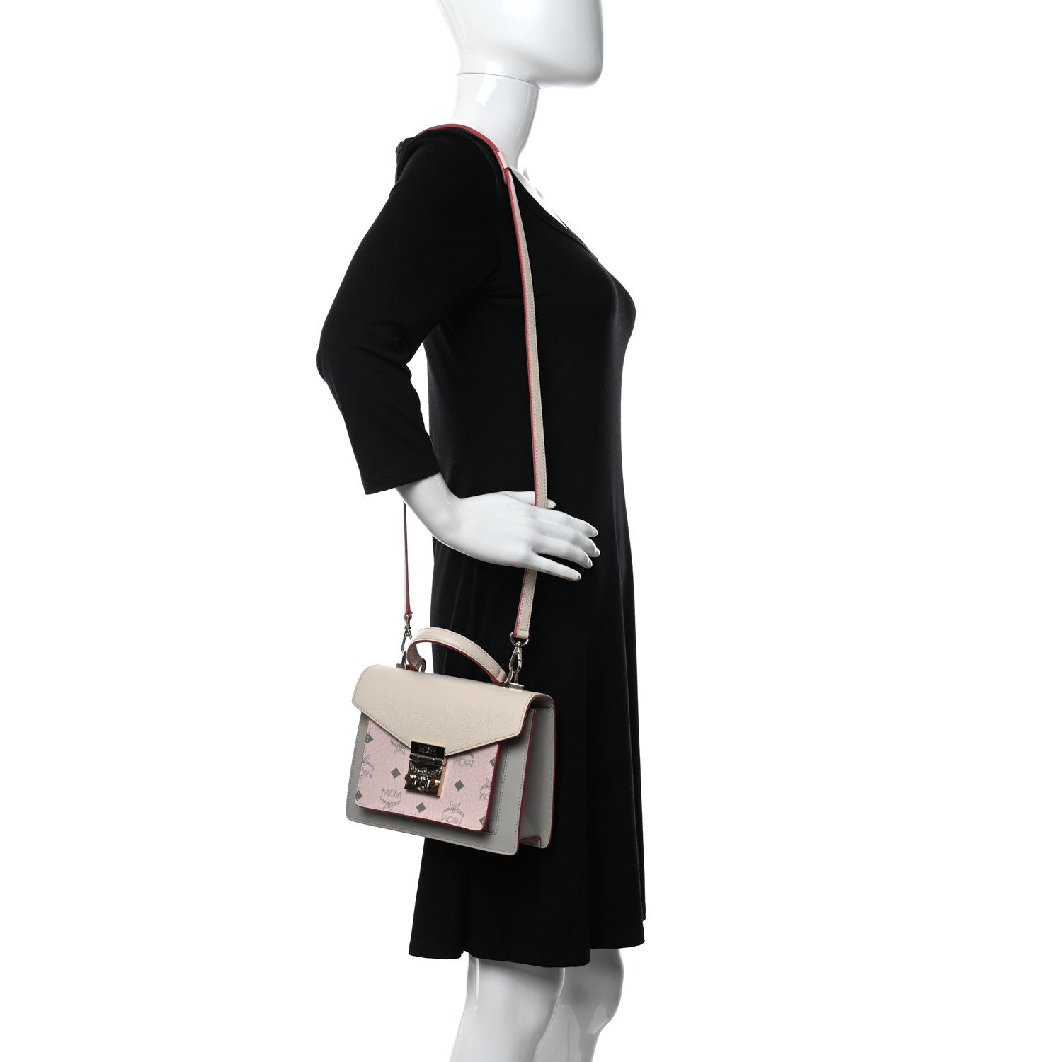 MCM Visetos Small Patricia Satchel Beige 2 of 10