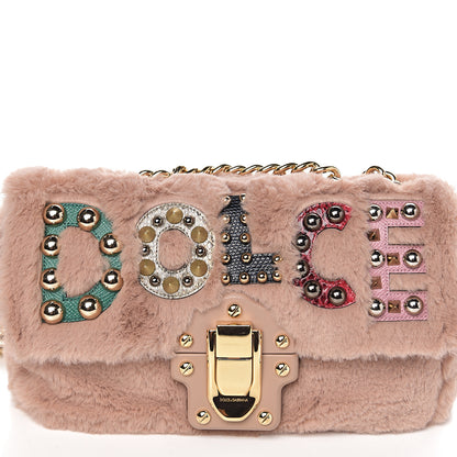 Dolce & Gabbana Faux Fur Watersnake Embellished Lucia Shoulder Bag Pink 16 of 20