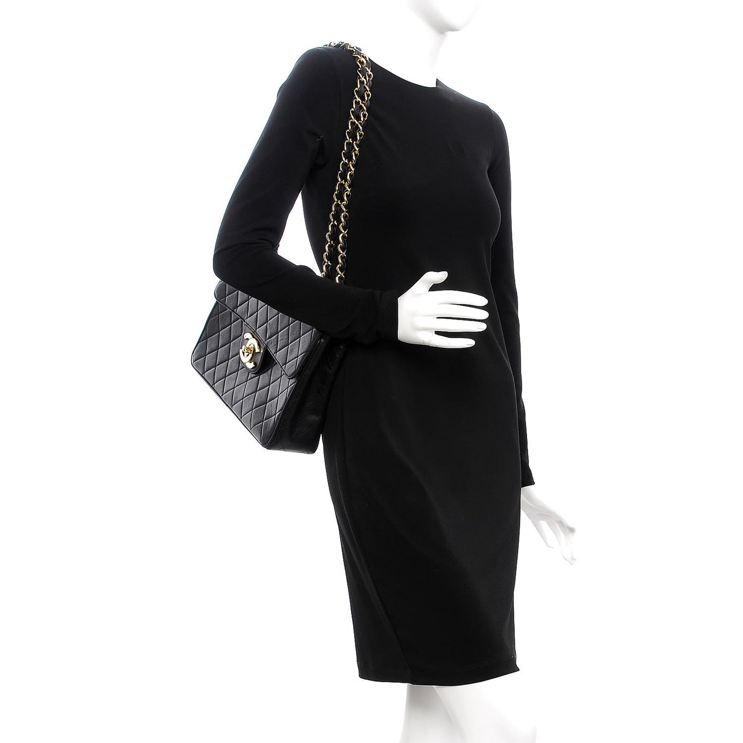 Lambskin Quilted Jumbo Single Flap Black