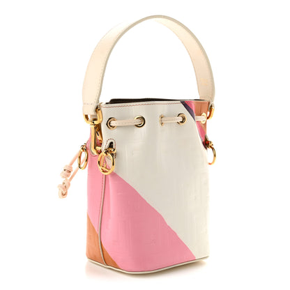 Fendi Vitello King F is Fendi FF Embossed Striped Mini Mon Tresor Bucket Bag Light Rose Multicolor White Ice 3 of 12