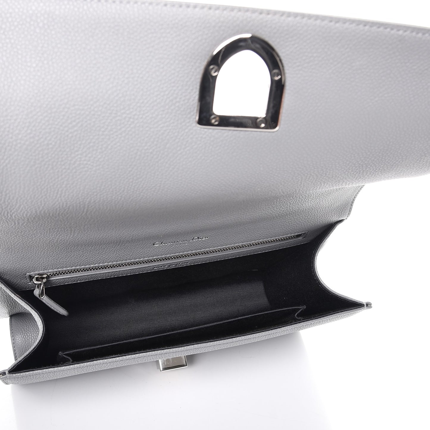 Grained Calfskin Medium Diorama Flap Bag Gris