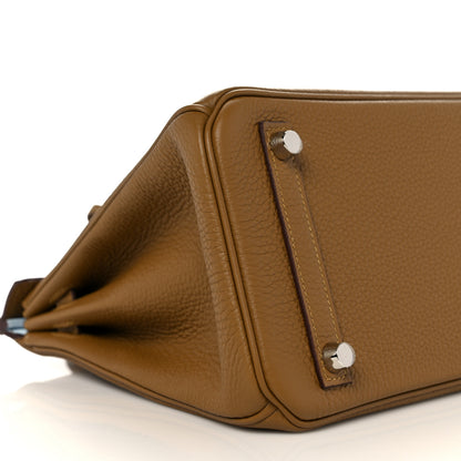 Hermes Togo Verso Birkin 25 Bronze Dore Bleu Brume 6 of 34