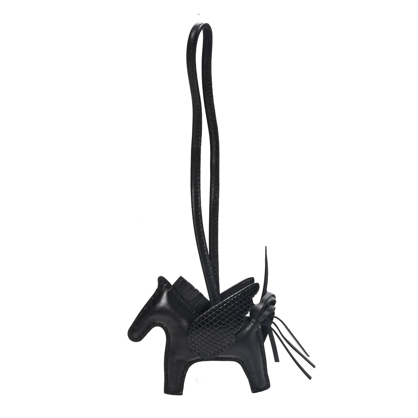 Milo Lambskin Lizard Touch Grigri Rodeo Pegase Horse Bag Charm PM So Black