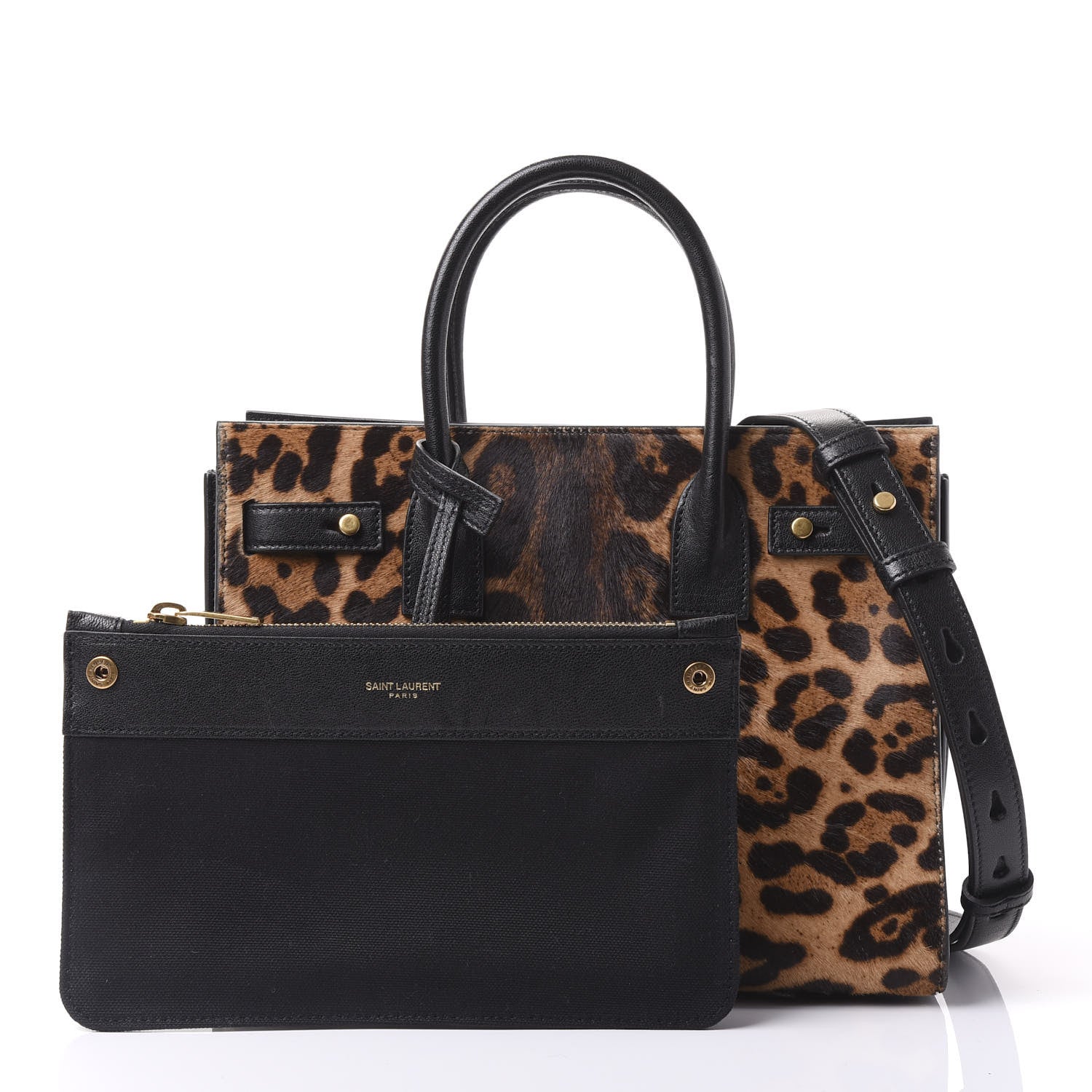 Saint Laurent Pony Effect Calfskin Leopard Print Baby Supple Sac De Jour 10 of 10