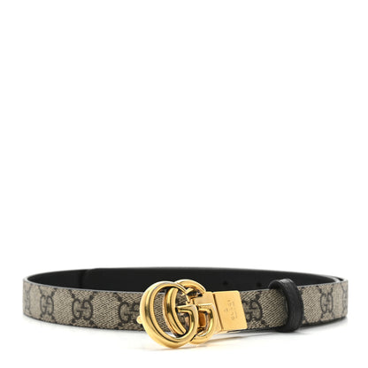 Gucci GG Supreme Monogram Plutone Calfskin Double G Reversible 30mm Belt 85 34 Beige Ebony Black 1 of 7
