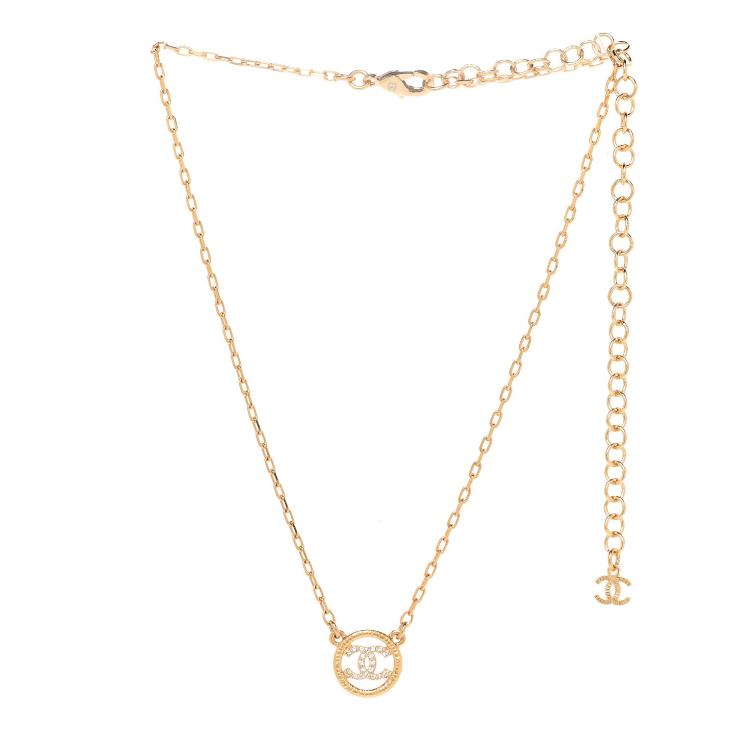 Crystal CC Medallion Pendant Necklace Gold