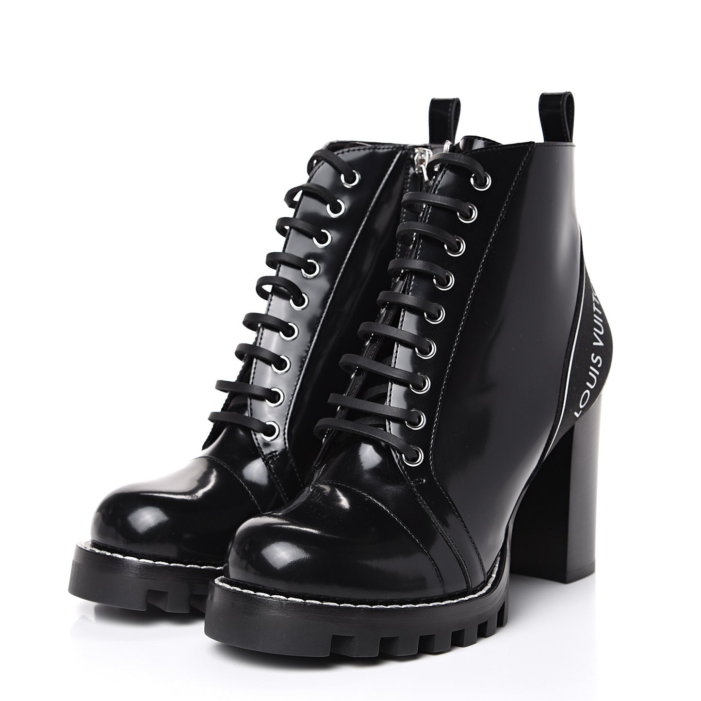 Glazed Calfskin Star Trail Ankle Boots 39.5 Black