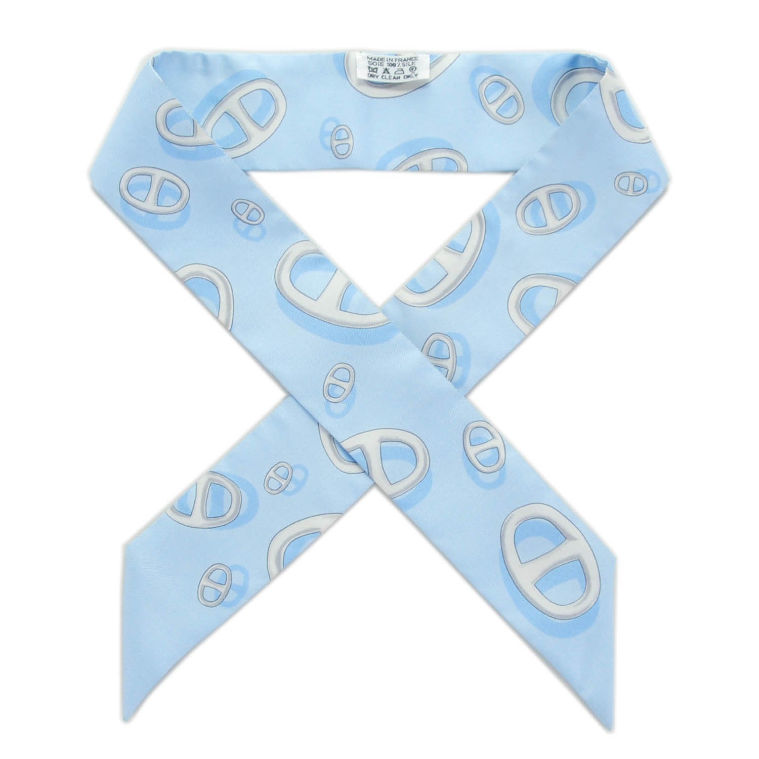 Hermes Silk Chaine d'Ancre Twilly Bleu Ciel Gris Clair 1 of 5