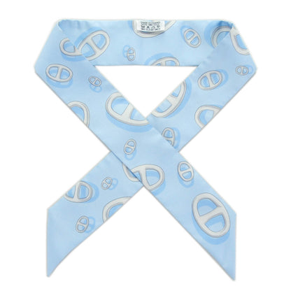 Hermes Silk Chaine d'Ancre Twilly Bleu Ciel Gris Clair 1 of 5